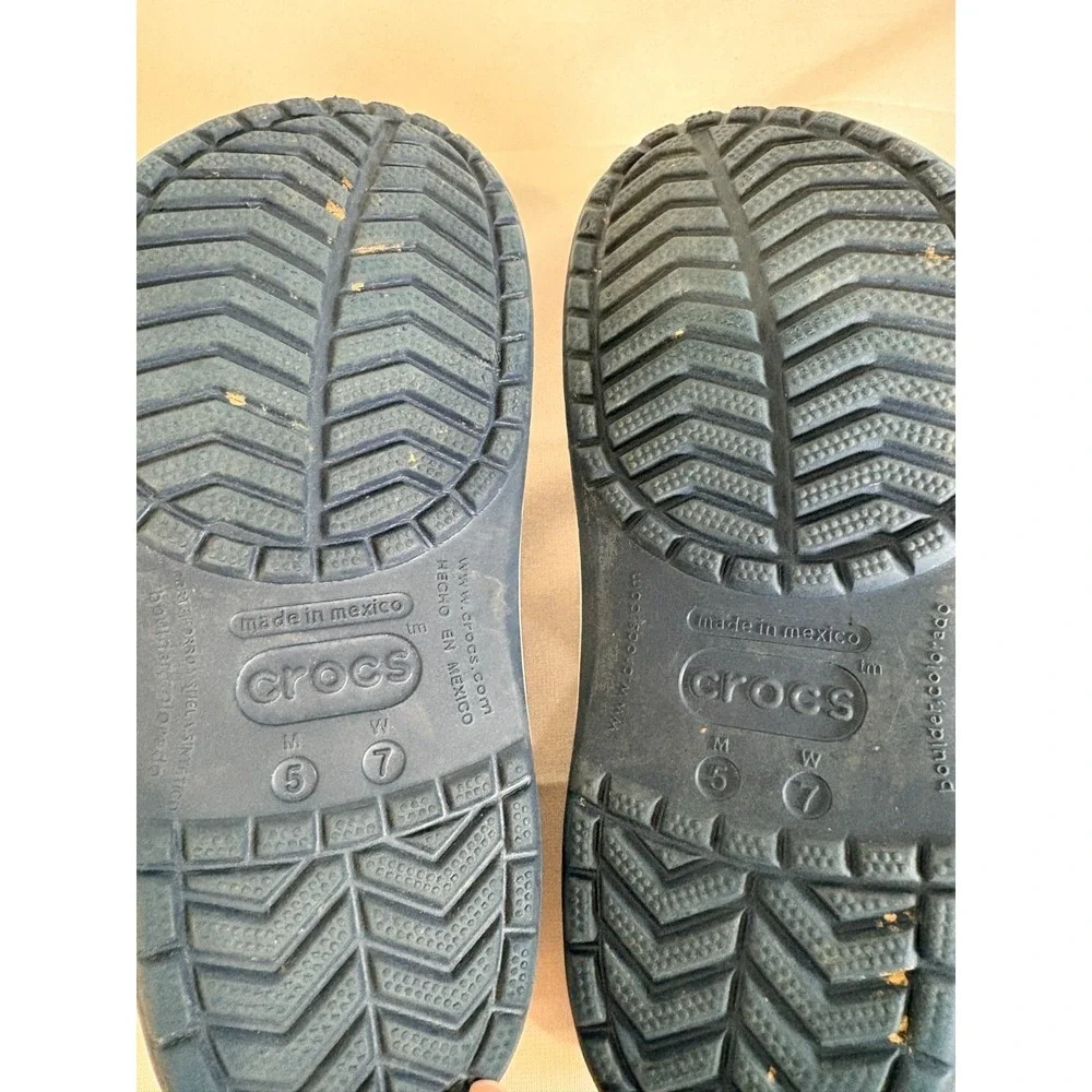 Crocs Crocband Navy Blue White Red Slip-On Clogs Adult Unisex Men's 5 Women's 7